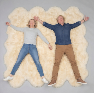 Octo New Zealand Sheepskin Rug & Throw, 8-Pelt, XX-Large, L200 x W180 cm, Champagne