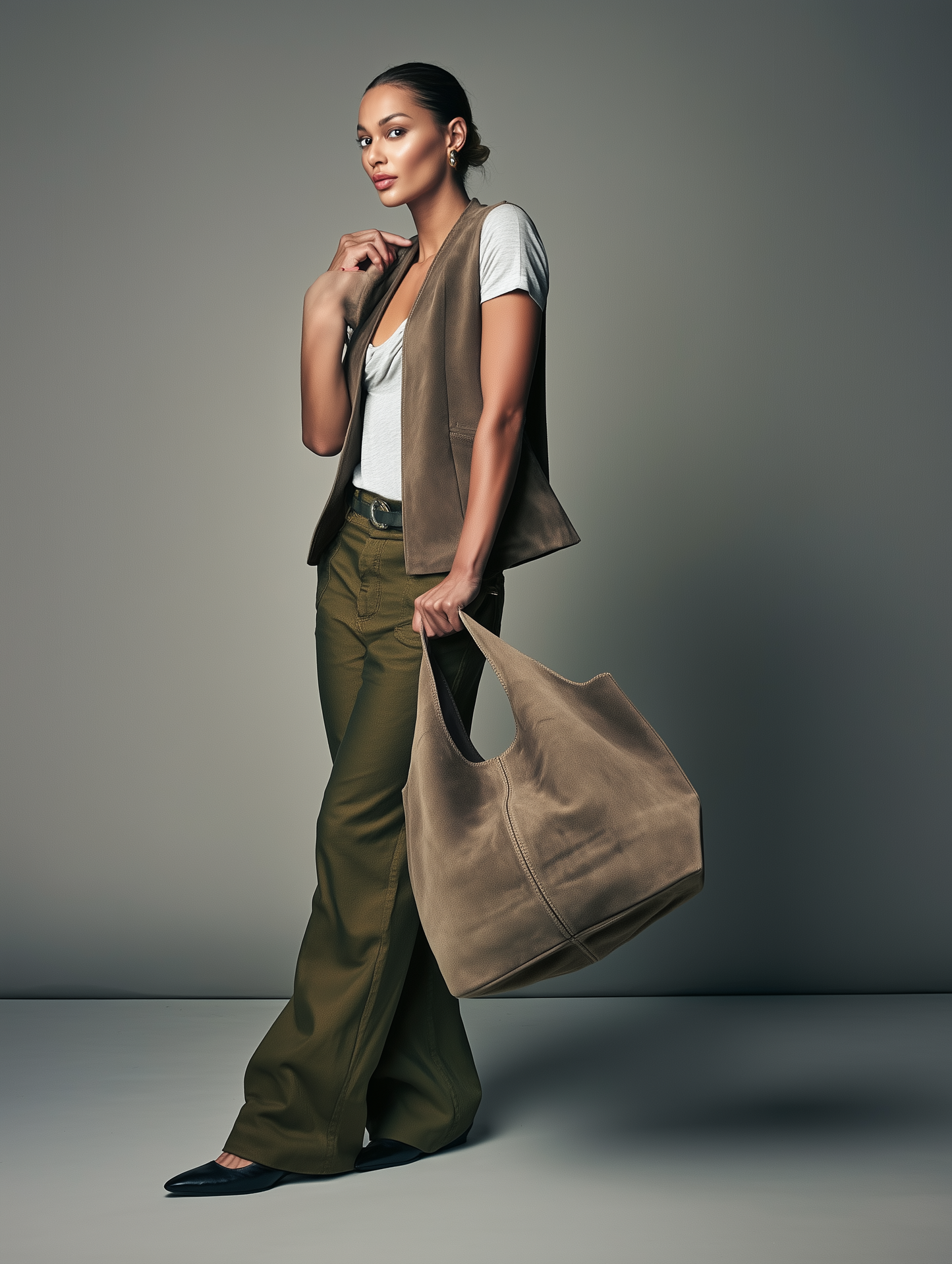 Giannina Suede Leather Shoulder Tote Bag With Internal Pouch by Clemés (4 Colours)