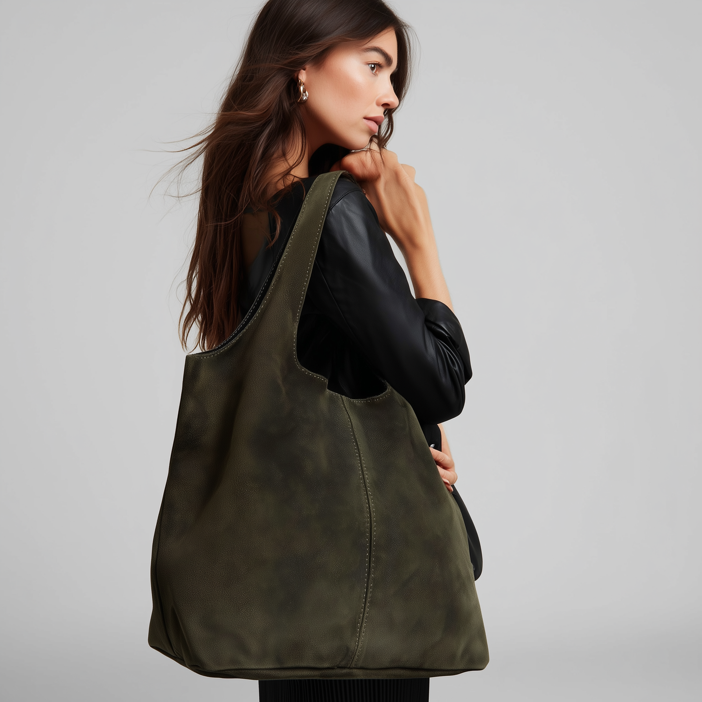 Giannina Suede Leather Shoulder Tote Bag With Internal Pouch by Clemés (4 Colours)