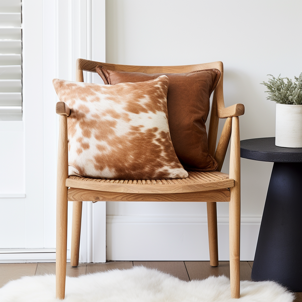 Genuine Cowhide Cushion, Brown