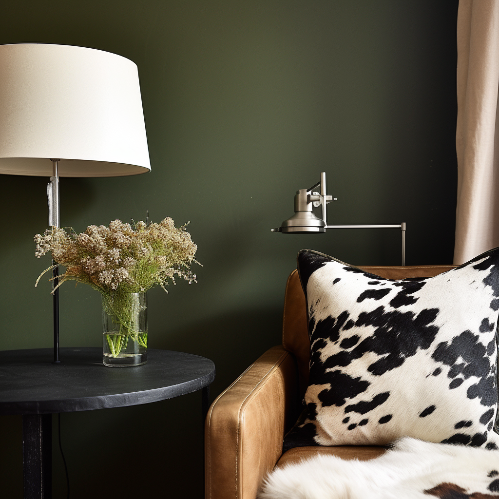 Genuine Cowhide Cushion, Black