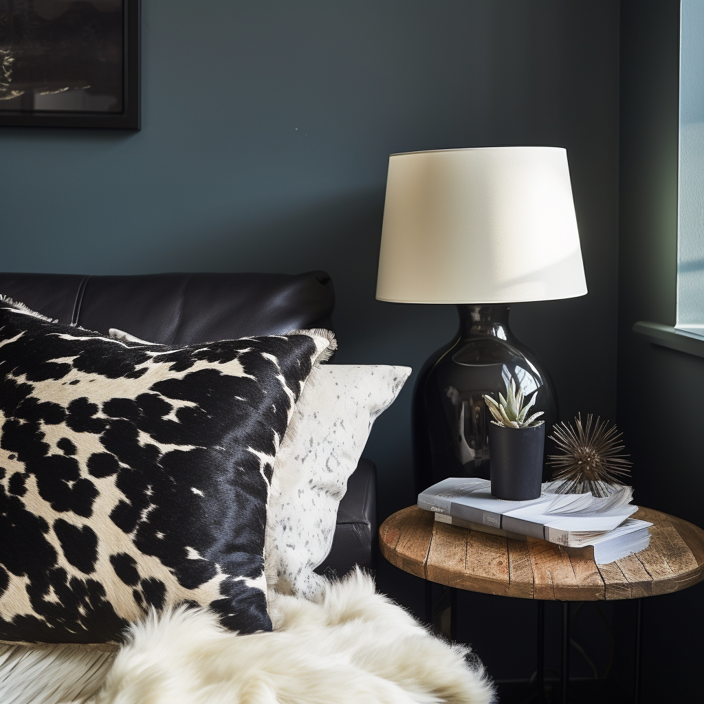 Genuine Cowhide Cushion, Black