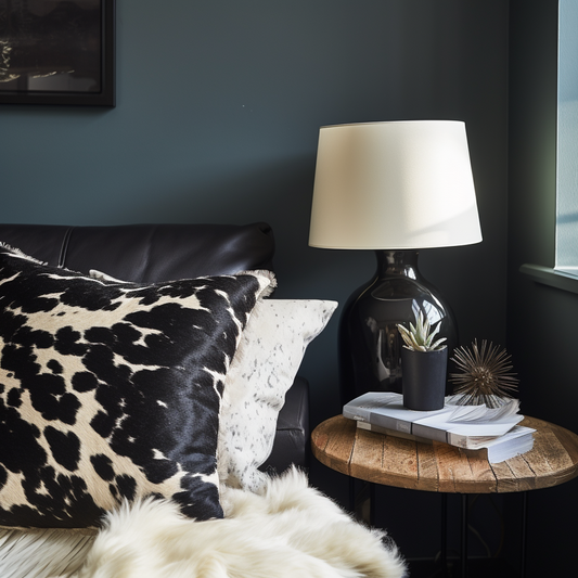 Genuine Cowhide Cushion, Black