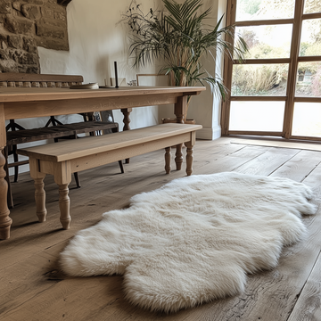 Quad New Zealand Sheepskin Rug & Throw, 4-Pelt, Large, L180 x W105 cm, Ivory