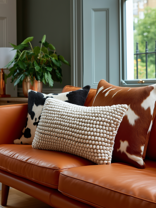 Natural Wool Lumbar Rectangular Cushion 30 x 50 cm