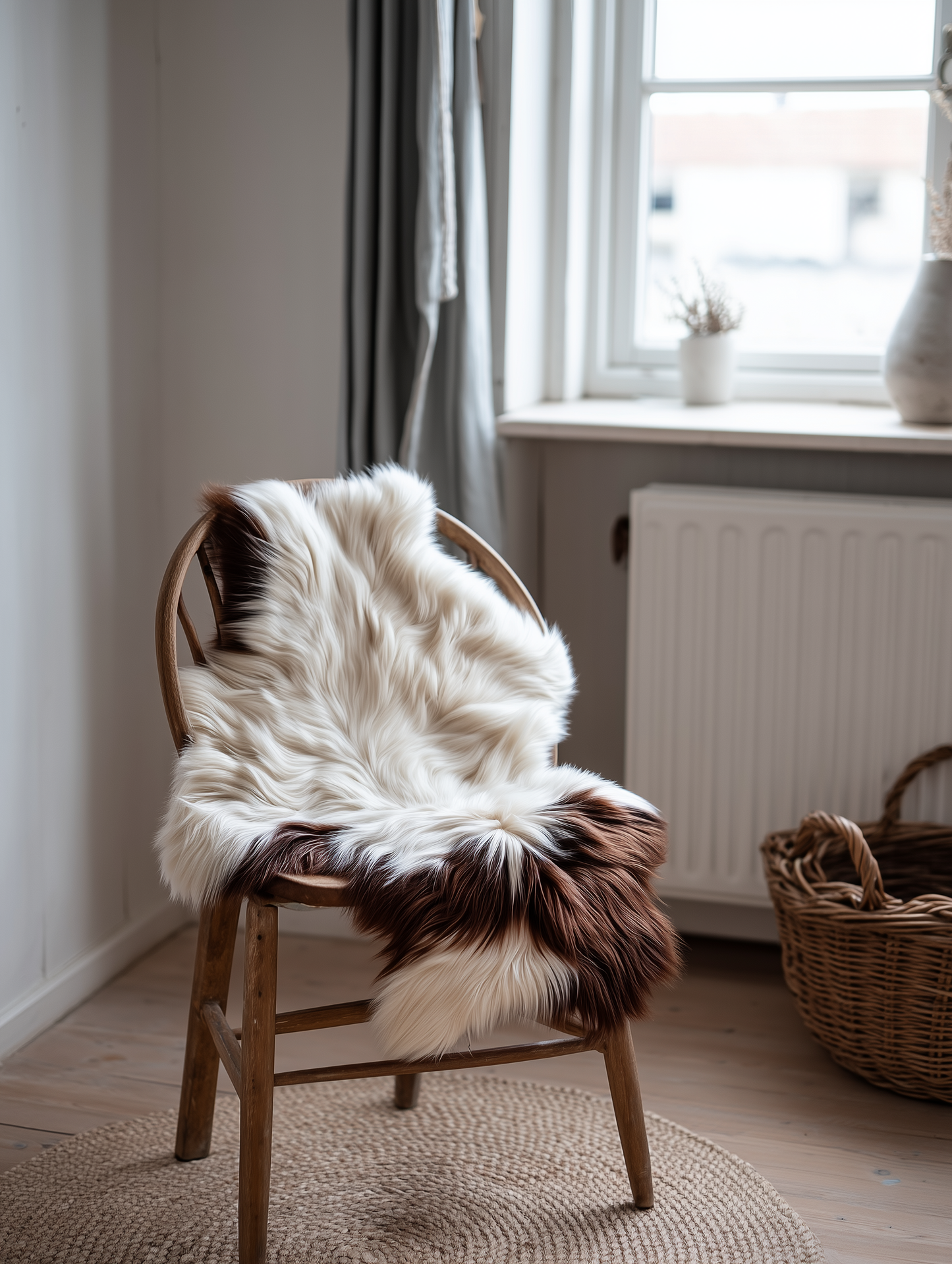 Natural Premium Argentine Criollo Long Hair Goatskin W60-L 60 Chocolate & Ivory