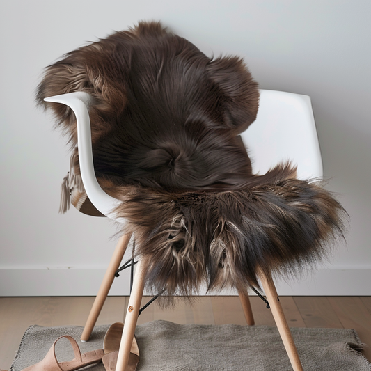 Natural Premium Argentine Criollo Long Hair Goatskin, Chocolate
