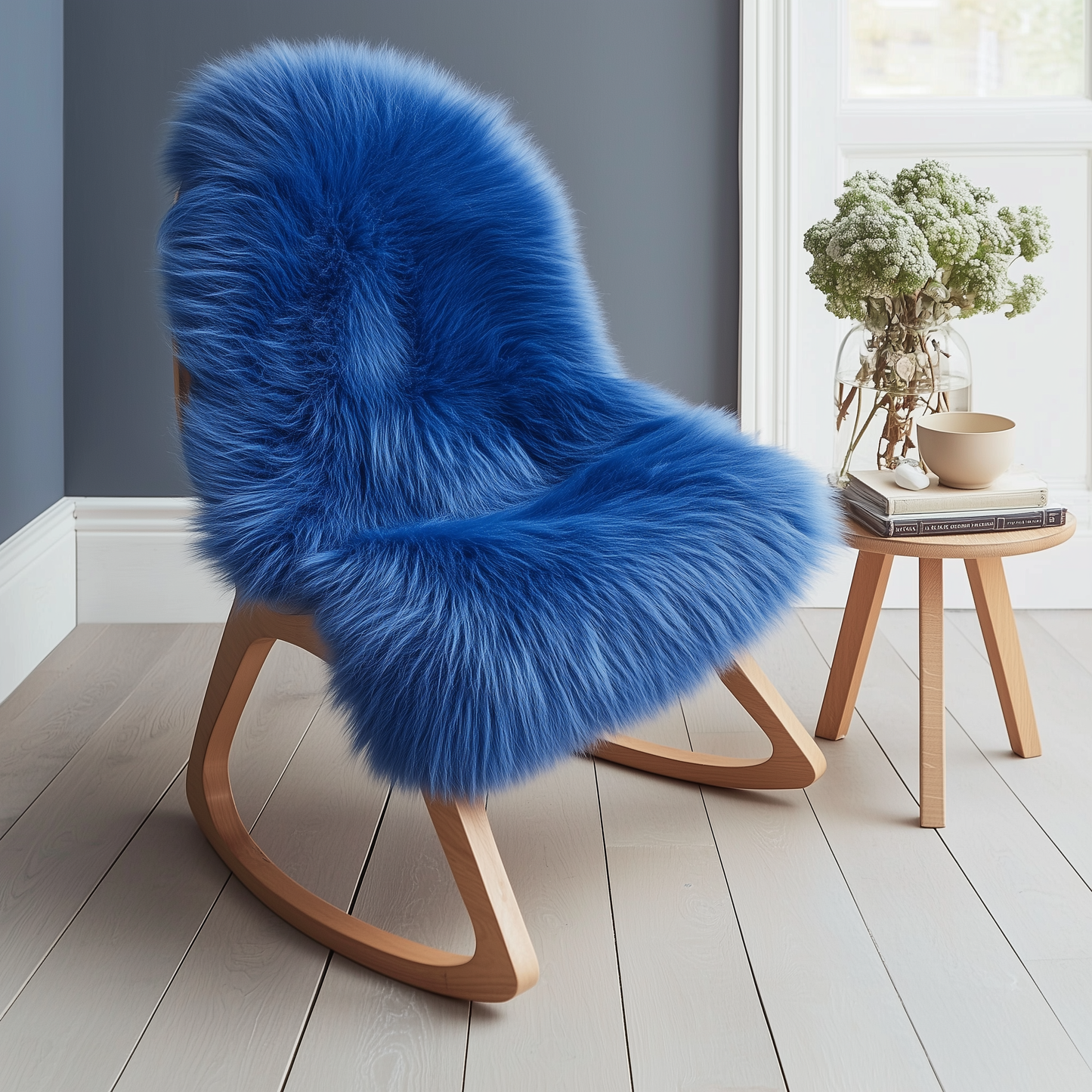 Natural Premium New Zealand Sheepskin Rug & Throw, Single, X-Large (W60 x L100 cm), Cobalt Blue