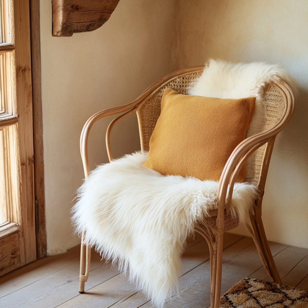 Natural Premium Argentine Criollo Long Hair Silky Goatskin, Ivory