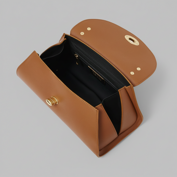 Aveline Flap Bag Shoulder Bag by Clemés in Tan, interior view