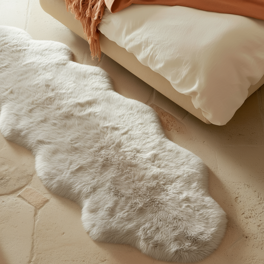 Double New Zealand Sheepskin Rug & Throw, 2-Pelt, Medium, L180 x W65 cm, Oyster (Cloud Dancer)