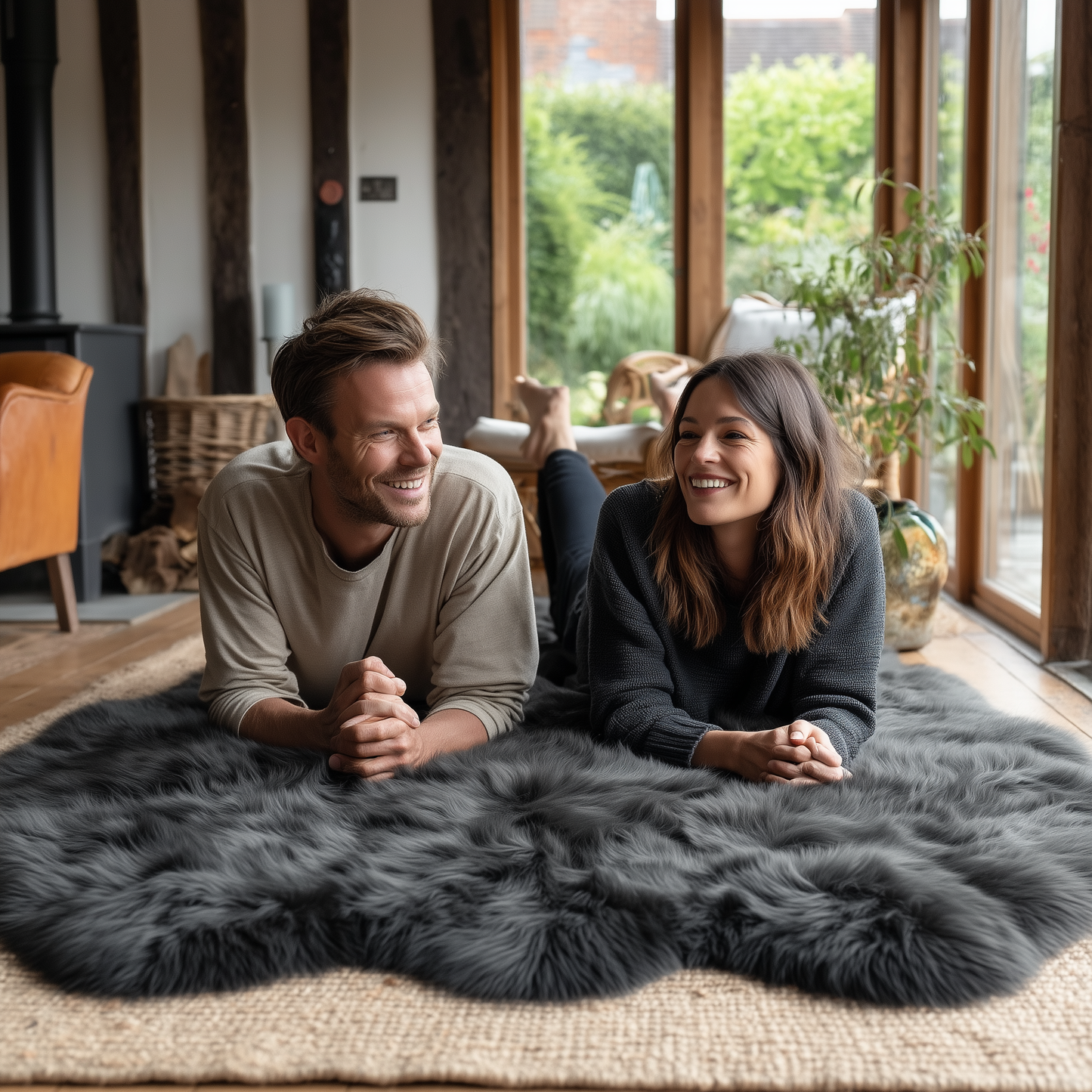 Sexto New Zealand Sheepskin, L180 x W150 cm, X-Large, Charcoal