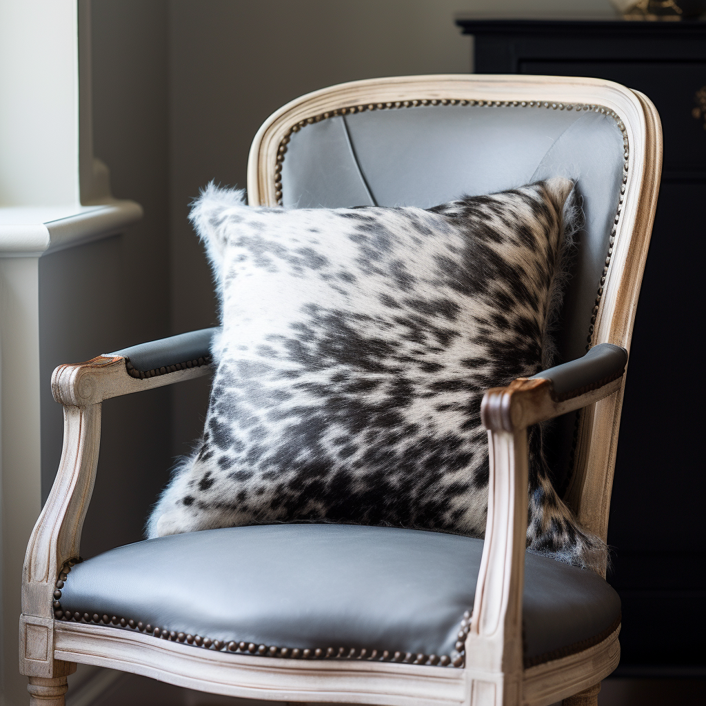 Genuine Cowhide Cushion, Black