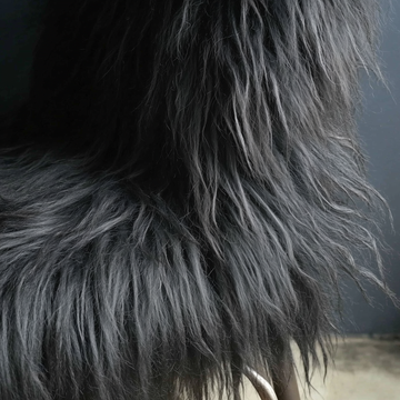 Premium Natural Icelandic Long Wool Sheepskin Rug, X-Large (Black)