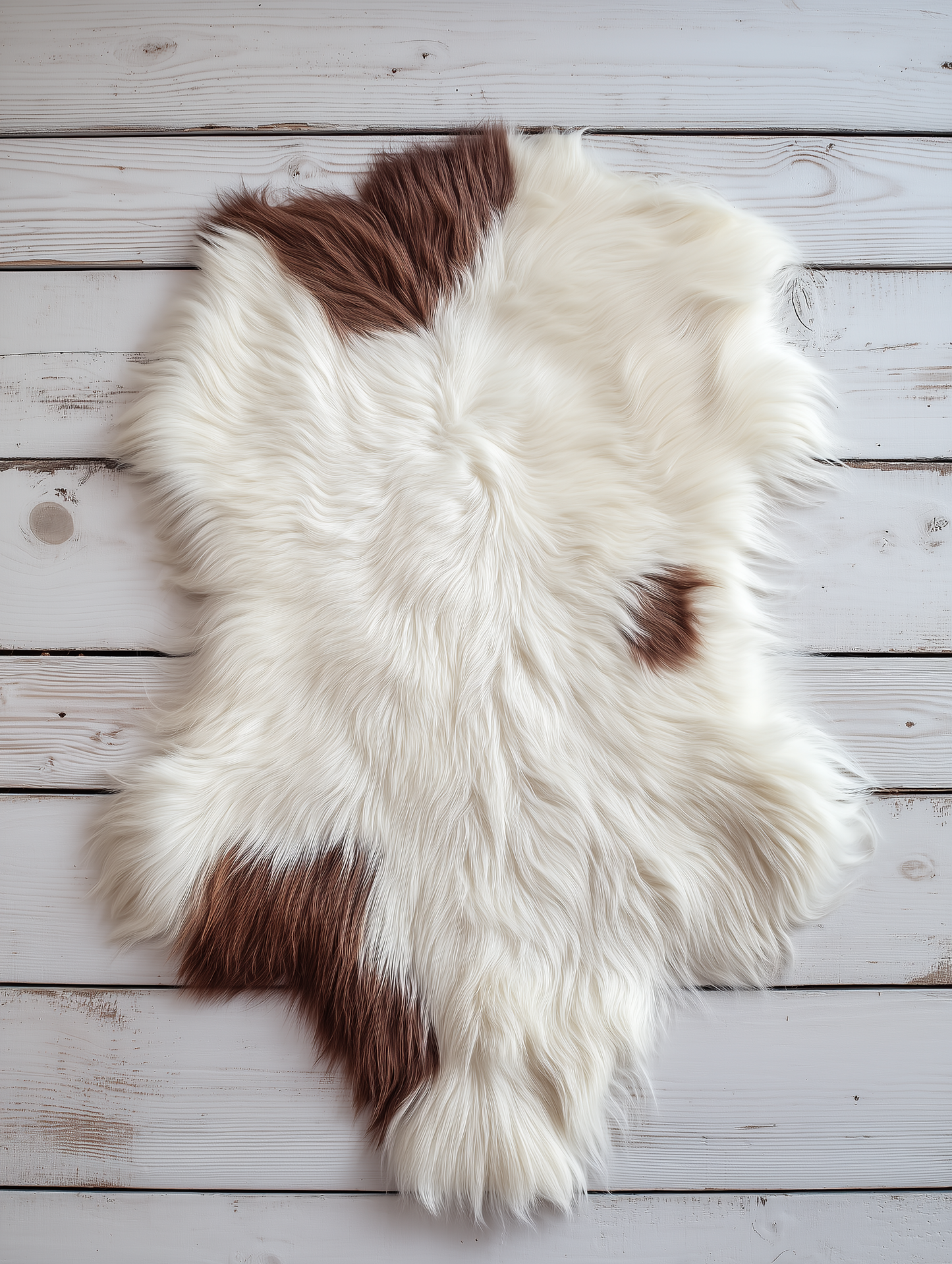 Natural Premium Argentine Criollo Long Hair Goatskin W60-L 60 Chocolate & Ivory