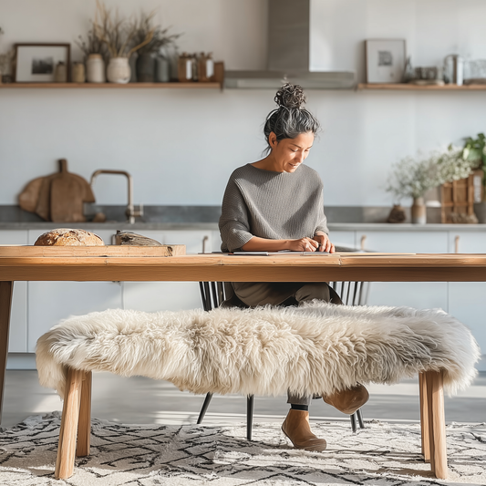 Double New Zealand Sheepskin Rug & Throw, 2-Pelt, Medium, L180 x W65 cm, Oyster (Cloud Dancer)