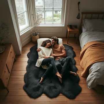 Sexto New Zealand Sheepskin Rug & Throw, 6-Pelt, X-Large, L180 x W150 cm, Black
