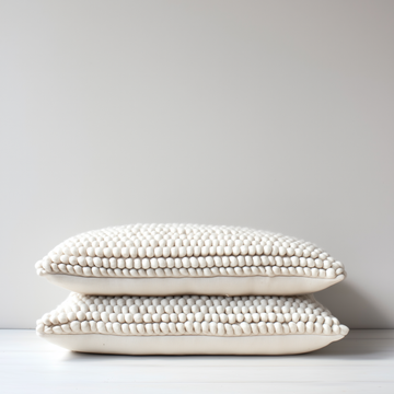 Pair of Natural Wool Lumbar Rectangular Cushion 30 x 50 cm