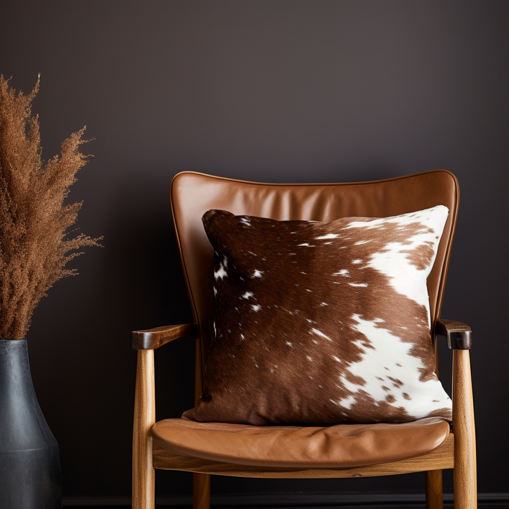 Genuine Cowhide Cushion, Brown