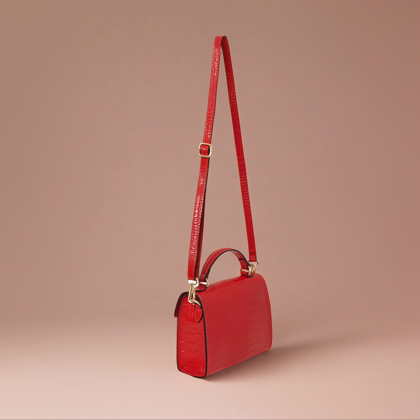 Margot Croc Embossed Leather Crossbody by Clemés