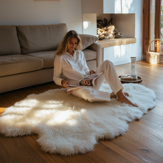 Natural Premium New Zealand Sheepskin Rug & Throw, Quad, W105 x L180 cm, Ivory