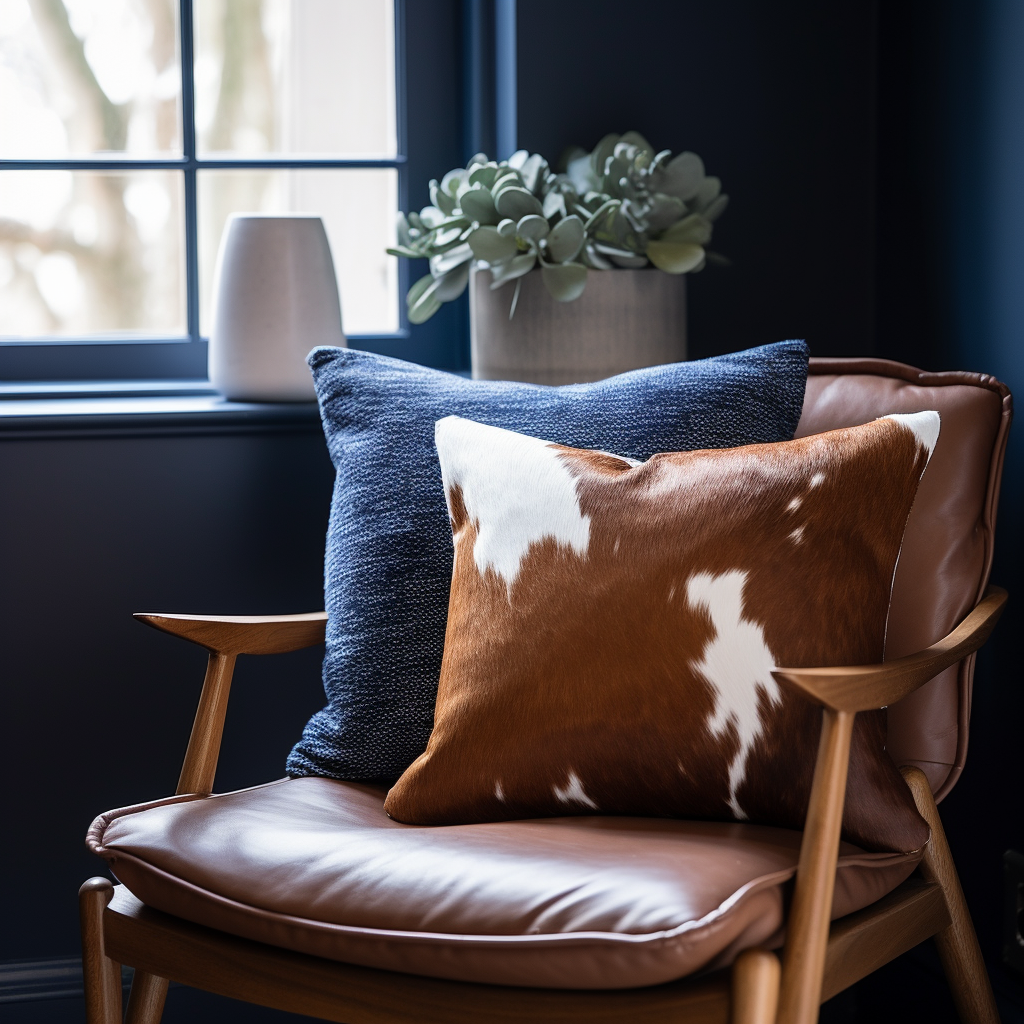 Genuine Cowhide Cushion, Brown