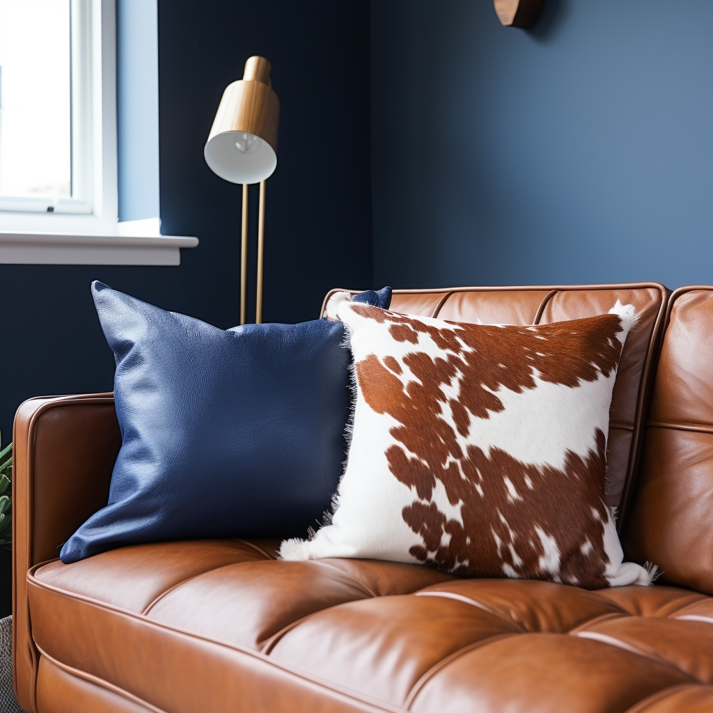 Genuine Cowhide Cushion, Brown