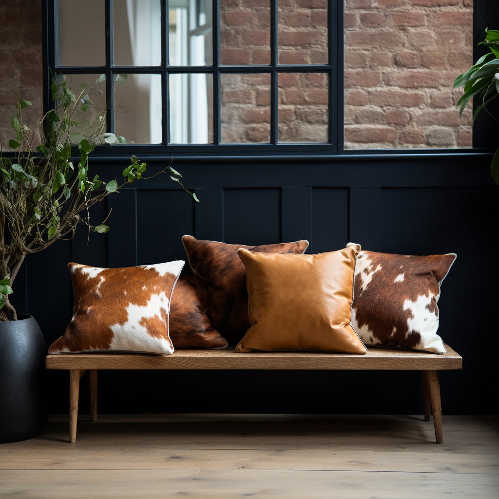 Genuine Cowhide Cushion, Brown
