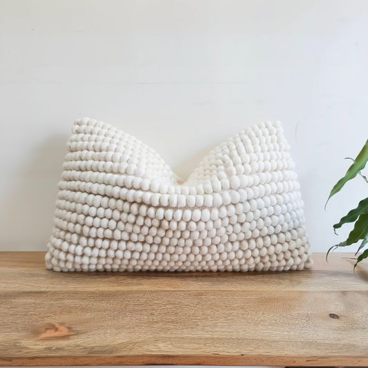 Natural Wool Lumbar Rectangular Cushion 30 x 50 cm