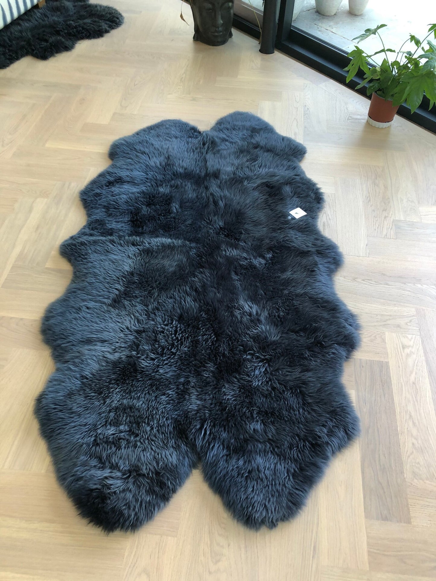Natural Premium New Zealand Sheepskin Rug & Throw, Quad, W105 x L180 cm, Navy