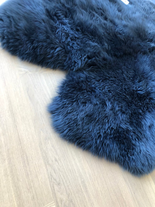 Natural Premium New Zealand Sheepskin Rug & Throw, Quad, W105 x L180 cm, Navy