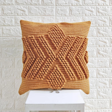 Ochre Trellis Natural Wool Cushion 50 x 50 cm