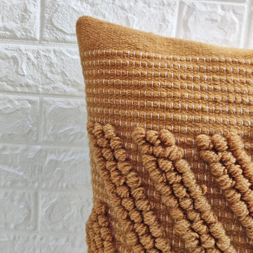 Ochre Trellis Natural Wool Cushion 50 x 50 cm