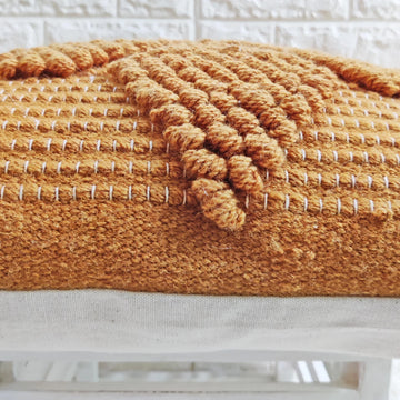 Ochre Trellis Natural Wool Cushion 50 x 50 cm