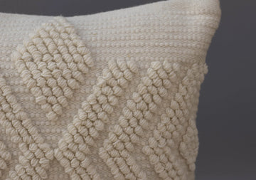 Ivory Trellis Natural Wool Cushion 50 x 50 cm