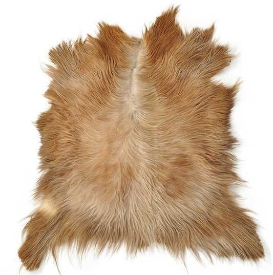 Natural Premium Argentine Criollo Long Hair Goatskin, Caramel