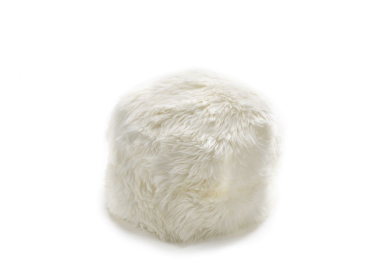 Premium Natural Long-Wool Sheepskin Pouffe Stool, L40xW30 cm