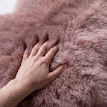 Double New Zealand Sheepskin Rug & Throw, 2-Pelt, Medium, L180 x W65 cm, Dusty Rose