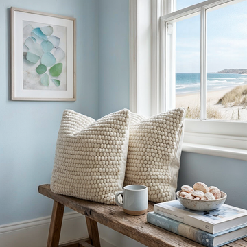 Pair of Natural Wool Cushions 50 x 50 cm