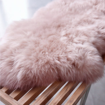 Double New Zealand Sheepskin Rug & Throw, 2-Pelt, Medium, L180 x W65 cm, Light Rose