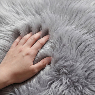 Quad New Zealand Sheepskin Rug & Throw, 4-Pelt, Large, L180 x W105 cm, Silver