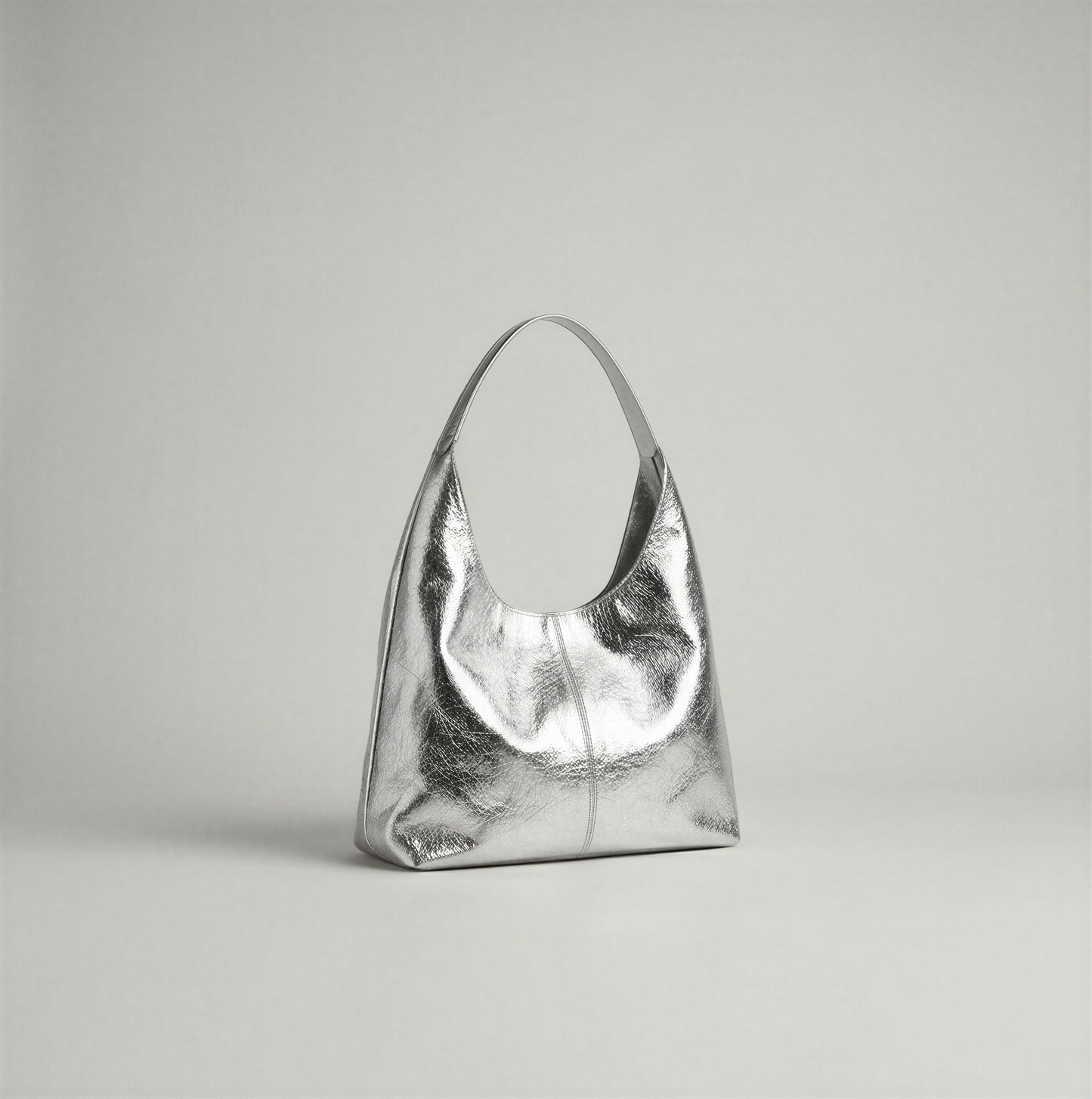 Silvia Metallic Suede Slouch Bag by Clemés, Silver