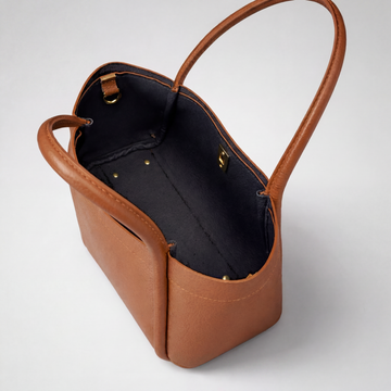 Bianca Leather Medium Bag by Clemés in Dark Tan, interior view