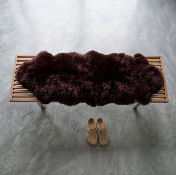 Double New Zealand Sheepskin Rug & Throw, 2-Pelt, Medium, L180 x W65 cm, Aubergine