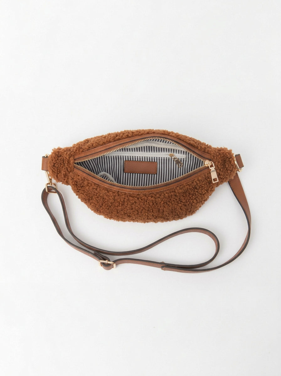 Nevina Faux Shearling & Leather Bum Bag by Clemés