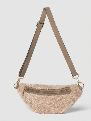Nevina Faux Shearling & Leather Bum Bag by Clemés
