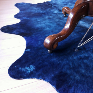 Premium Natural Brazilian Cowhide Metallic Navy Blue Large 3–5 m²