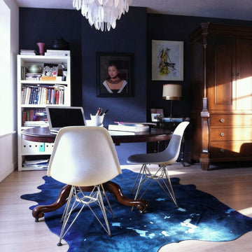 Premium Natural Brazilian Cowhide Metallic Navy Blue Large 3–5 m²