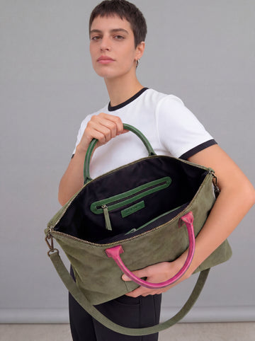 Milano Max Suede Bag, Olive, by Clemés