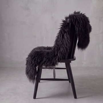 Natural Premium Tibetan Mongolian Sheepskin Rug/Throw, Single, Large (L95 x W60 cm), Black